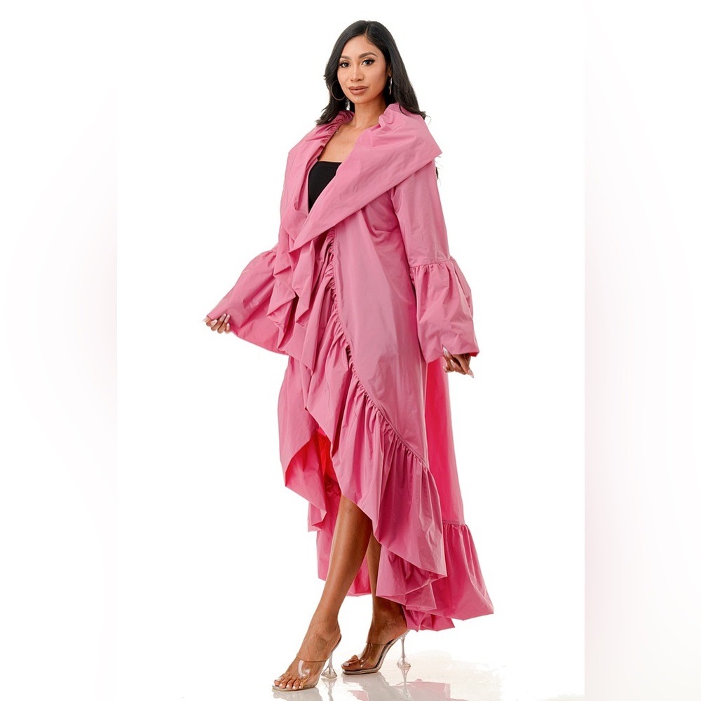 Elegant Pink Women's Ruffled Dress